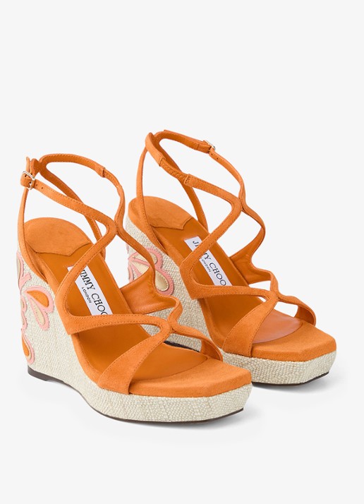 Jimmy Choo Ayla 110 sleehak van suède - detail 3 oranje