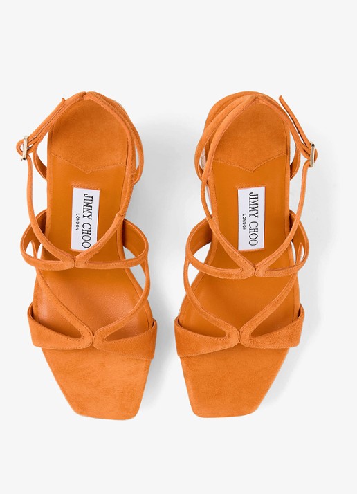 Jimmy Choo Ayla 110 sleehak van suède - detail 4 oranje