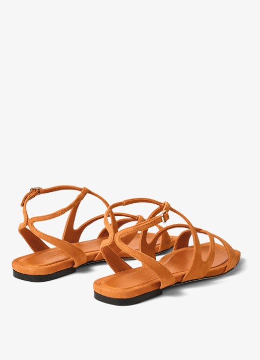 Jimmy Choo Ayla sandaal van geitensuède - achterkant 3 oranje