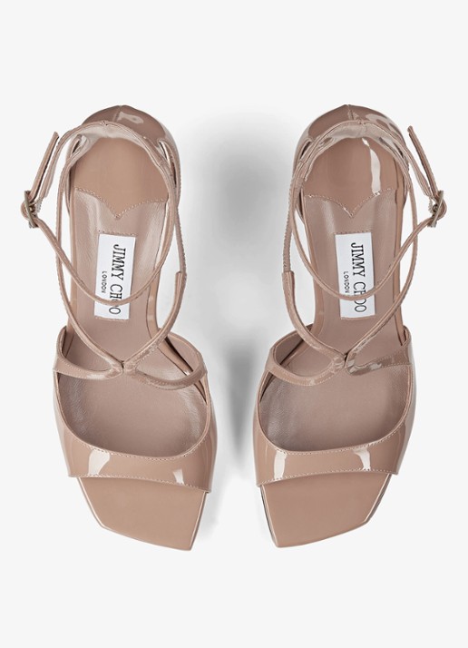 Jimmy Choo Azia 95 sandalette van lakleer - detail 2 beige
