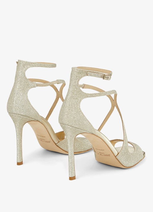 Jimmy Choo Azia 95 sandalette van leer met glitter - achterkant 5 zilver