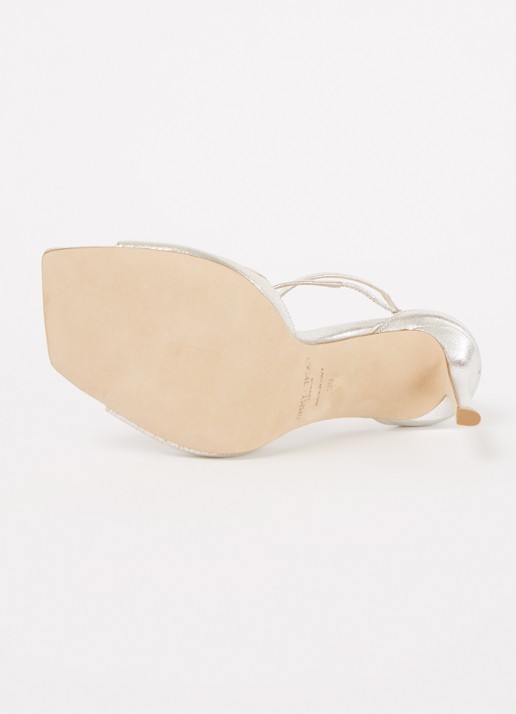 Jimmy Choo Azia 95 sandalette van leer met metallic finish - detail 5 zilver