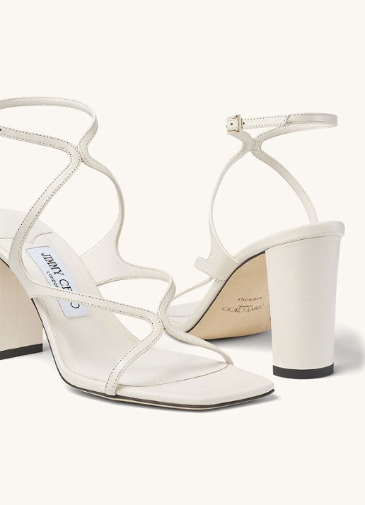 Jimmy Choo Azie 85 sandalette van lamsleer - achterkant 5 gebroken wit