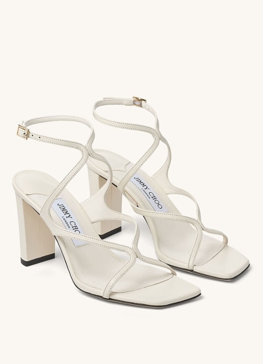 Jimmy Choo Azie 85 sandalette van lamsleer - voorkant 2 gebroken wit