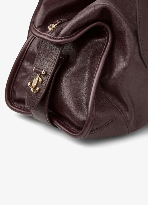 Jimmy Choo Bar Holdall Medium schoudertas van lamsleer - detail 2 donkerrood