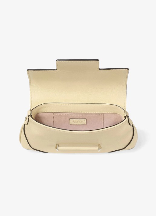 Jimmy Choo Bar Wallet/Chain crossbodytas van lamsleer - detail 2 creme