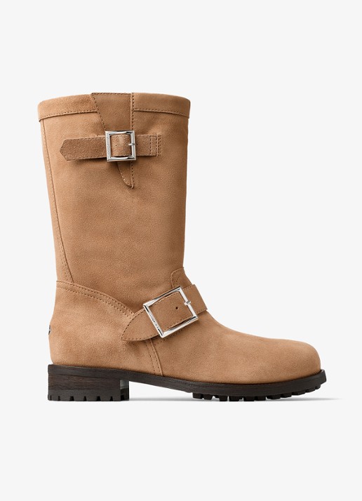 Jimmy Choo Biker boot van kalfssuède - voorkant bruin