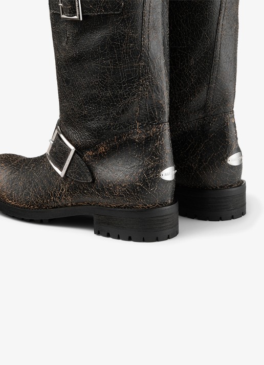 Jimmy Choo Biker Mid biker boot van schapenleer - detail zwart
