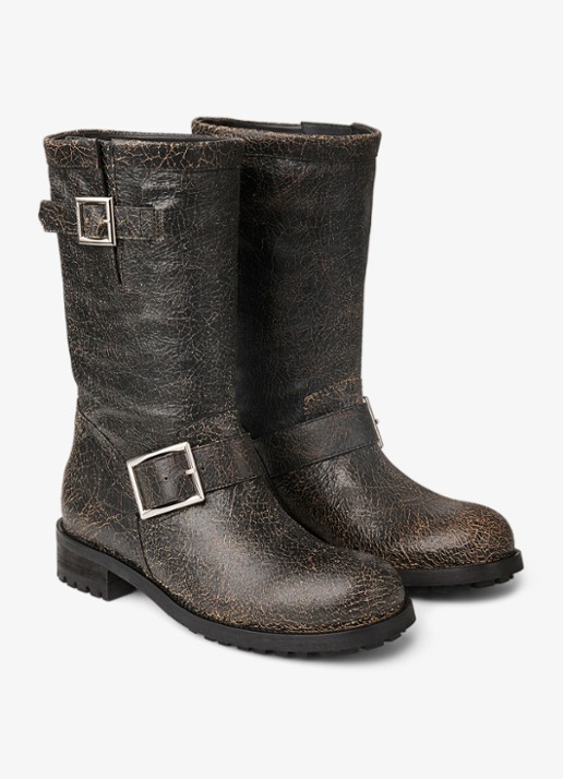 Jimmy Choo Biker Mid biker boot van schapenleer - voorkant 4 zwart