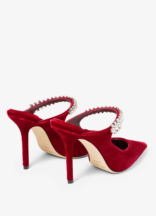 Jimmy Choo Bing 100 muiltje van fluweel - achterkant 3 rood
