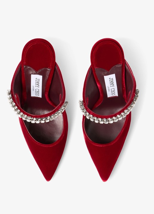 Jimmy Choo Bing 100 muiltje van fluweel - detail rood