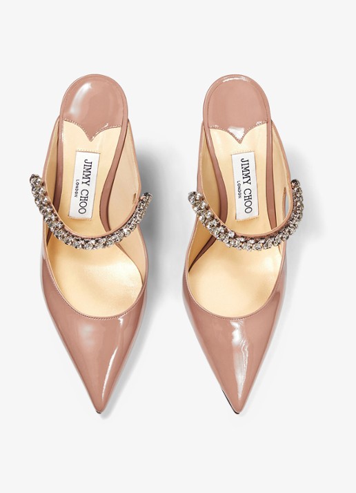 Jimmy Choo Bing 100 muiltje van kalfsleer met lakfinish - detail 4 oudroze