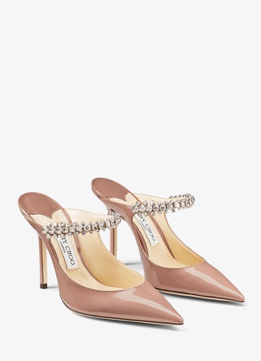 Jimmy Choo Bing 100 muiltje van kalfsleer met lakfinish - voorkant 2 oudroze