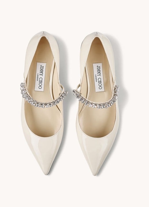 Jimmy Choo Bing pump van kalfsleer met kristal - detail 2 wit