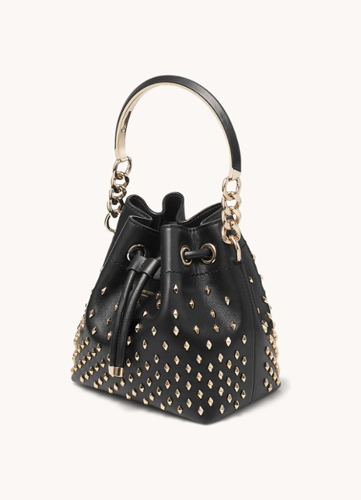 Jimmy Choo Bon Bon Bucket/S handtas van kalfsleer - detail 3 zwart