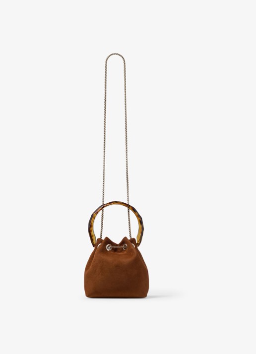 Jimmy Choo Bon Bon handtas van geitensuède - achterkant 8 bruin