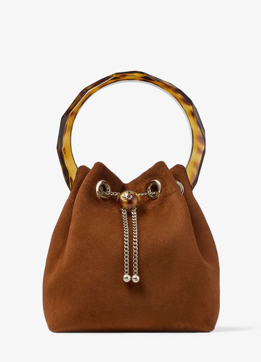 Jimmy Choo Bon Bon handtas van geitensuède - voorkant bruin