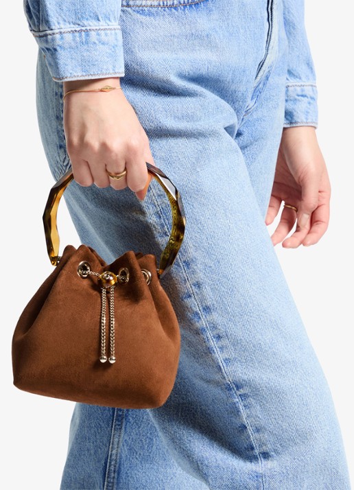 Jimmy Choo Bon Bon handtas van geitensuède - voorkant 2 bruin