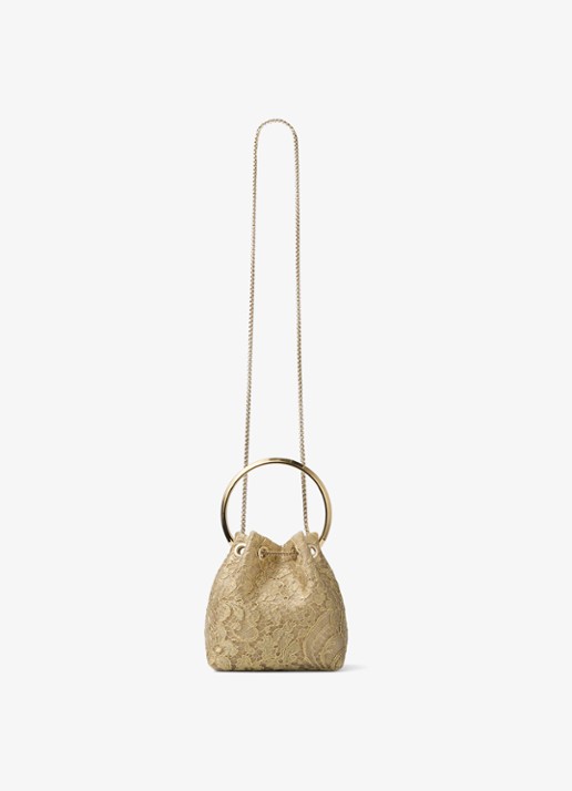 Jimmy Choo Bon Bon handtas van kant - achterkant 7 goud