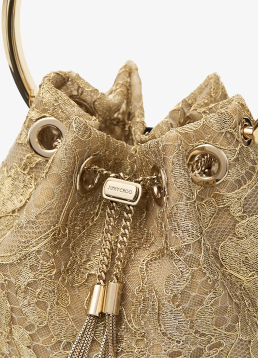 Jimmy Choo Bon Bon handtas van kant - detail 4 goud