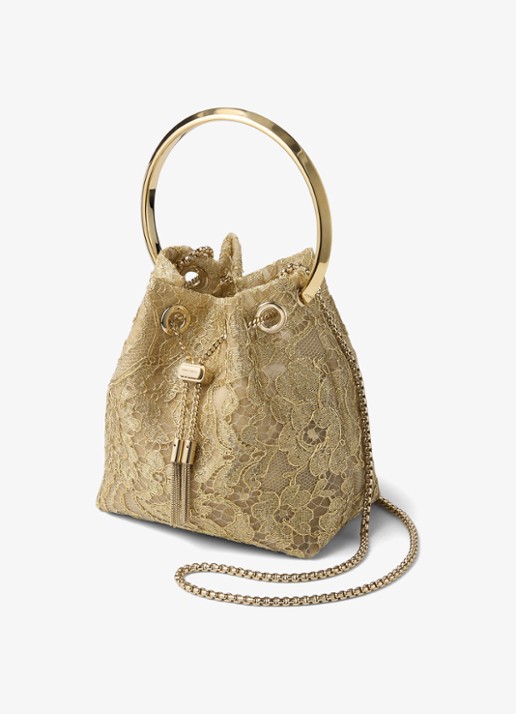 Jimmy Choo Bon Bon handtas van kant - voorkant 2 goud