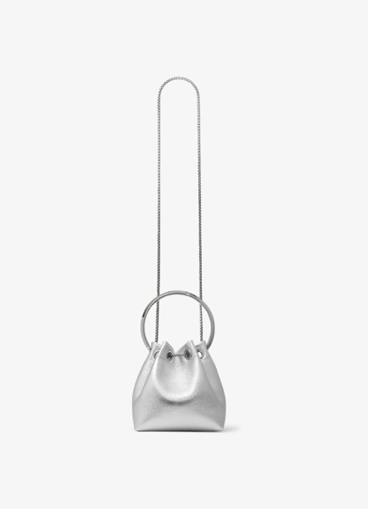 Jimmy Choo Bon Bon handtas van lamsleer met metallic finish - detail 3 zilver