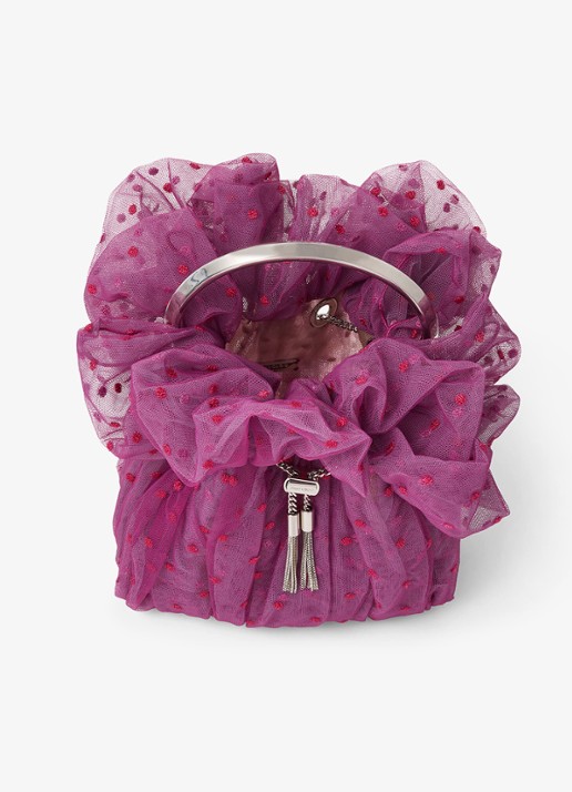 Jimmy Choo Bon Bon handtas van mesh - detail paars