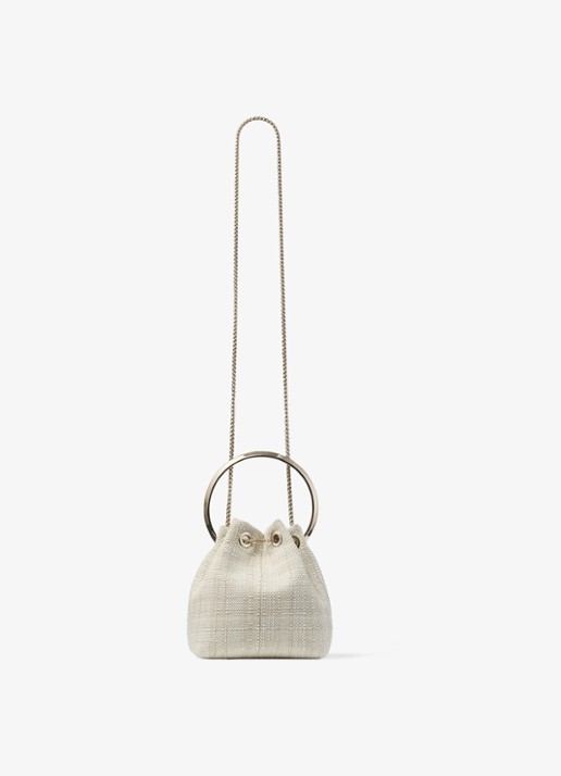 Jimmy Choo Bon Bon handtas van raffia - achterkant 8 beige