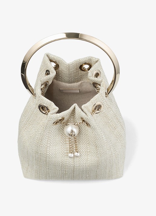 Jimmy Choo Bon Bon handtas van raffia - detail 4 beige