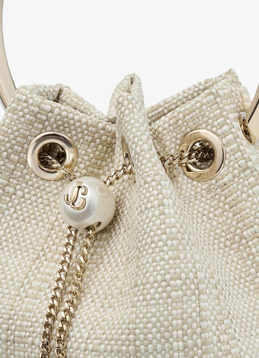 Jimmy Choo Bon Bon handtas van raffia - detail 5 beige
