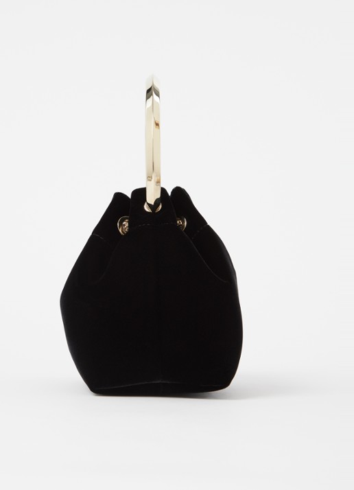 Jimmy Choo Bon Bon mini handtas van fluweel - detail 4 zwart