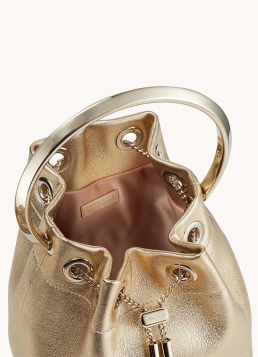 Jimmy Choo Bon Bon Mini handtas van lamsleer - voorkant 2 goud