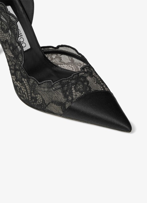 Jimmy Choo Brigitte 100 pump van kant met details van satijn - detail 4 zwart