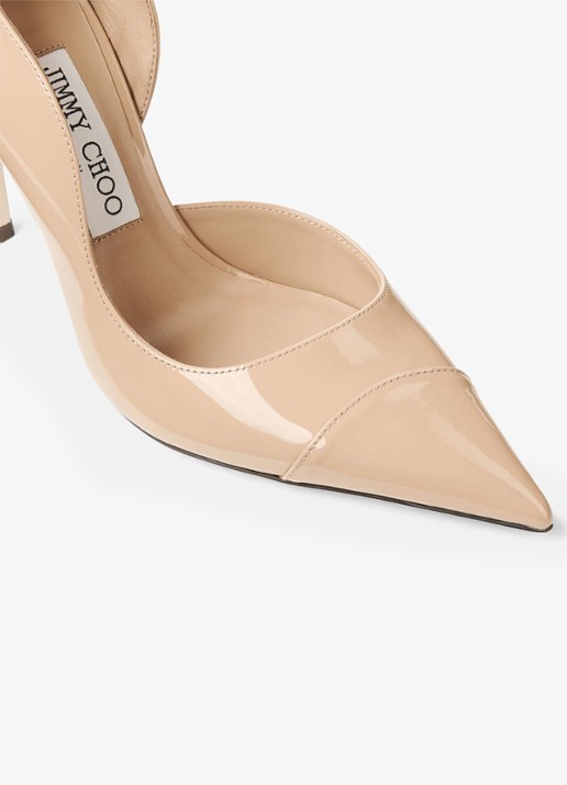 Jimmy Choo Brigitte 100 pump van lakleer - detail 4 beige