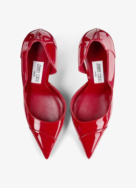 Jimmy Choo Brigitte 100 pump van lakleer - detail rood