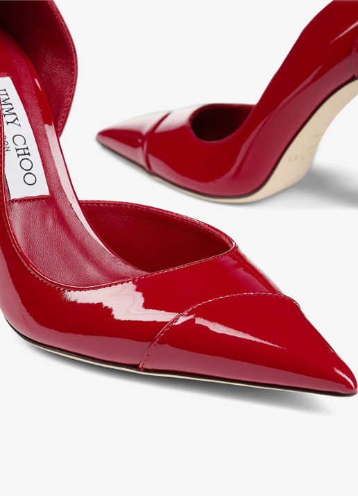 Jimmy Choo Brigitte 100 pump van lakleer - detail 2 rood