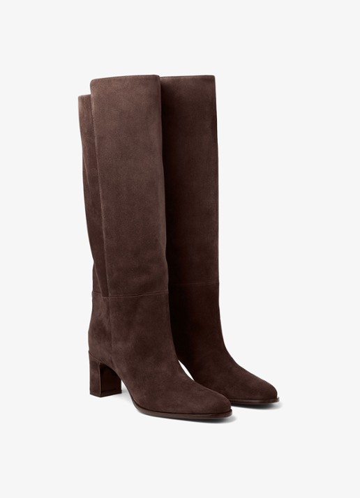 Jimmy Choo Caly 65 laars van geitensuède - voorkant 3 donkerbruin