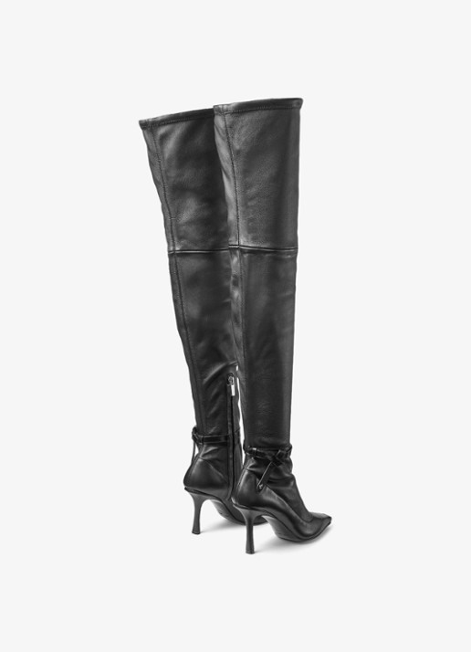 Jimmy Choo Camie 85 overknee laars van lamsleer - achterkant 2 zwart