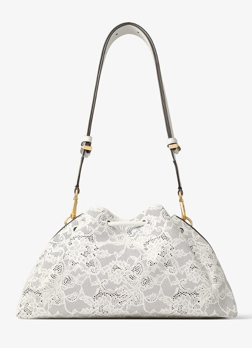 Jimmy Choo Cinch M schoudertas van kalfsleer - achterkant 3 wit