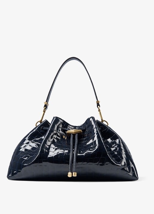 Jimmy Choo Cinch M schoudertas van leer met crocostructuur