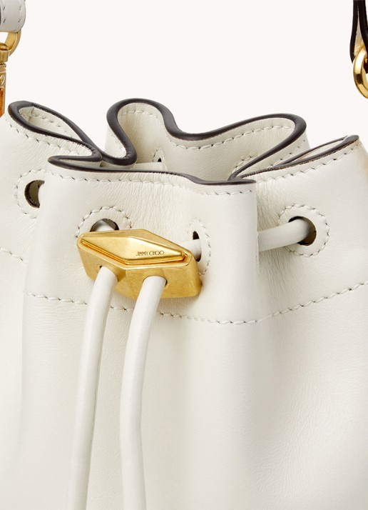 Jimmy Choo Cinch Mini crossbodytas van kalfsleer - detail 2 gebroken wit