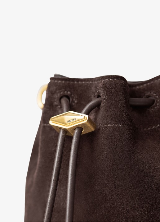 Jimmy Choo Cinch Mini handtas van kalfssuède - detail 2 donkerbruin
