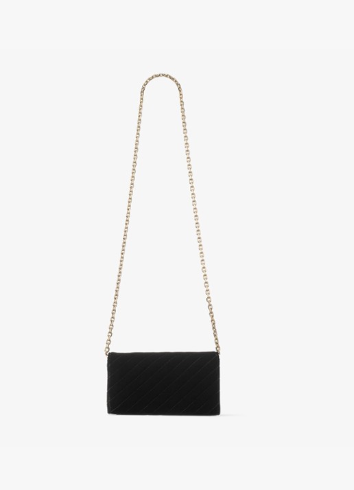 Jimmy Choo Curve clutch van fluweel met afneembare schouderriem - achterkant 5 zwart