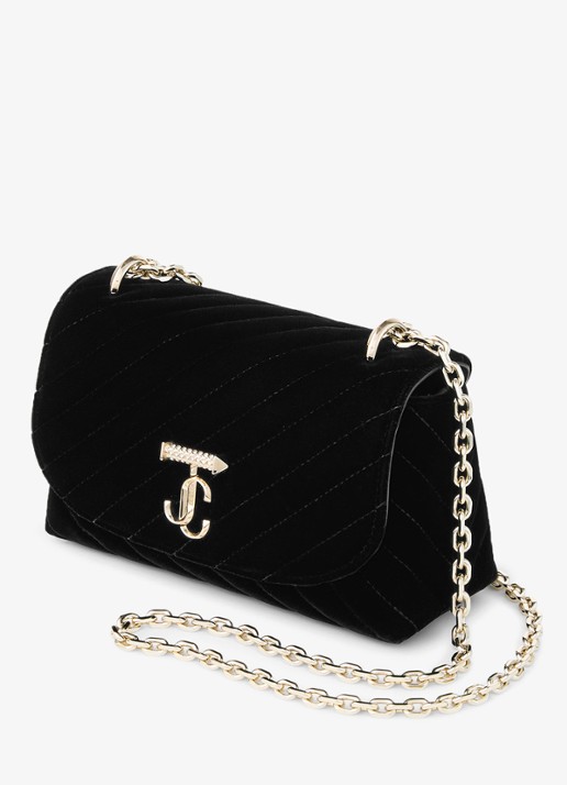 Jimmy Choo Curve S crossbodytas van fluweel - voorkant 5 zwart