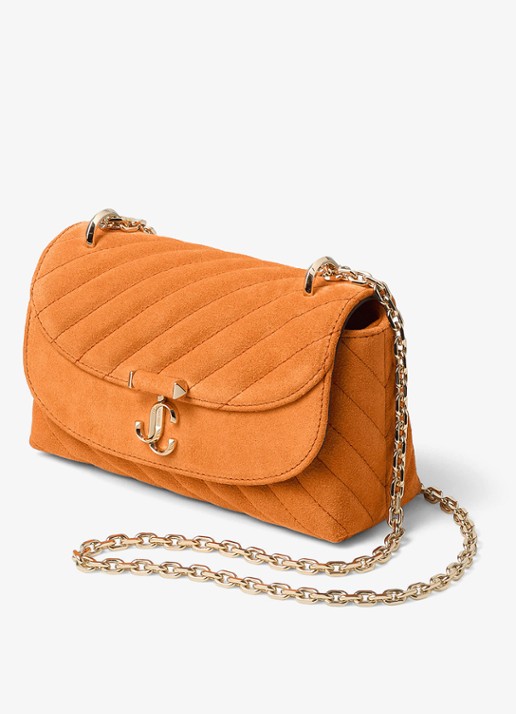 Jimmy Choo Curve S crossbodytas van kalfssuède - detail oranje