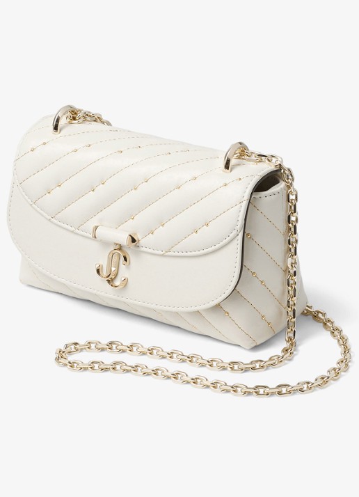 Jimmy Choo Curve S crossbodytas van lamsleer met studs - detail 4 gebroken wit