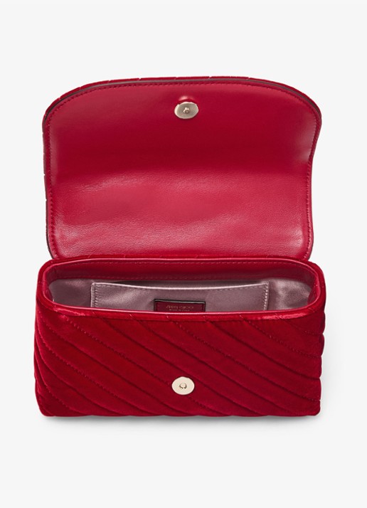 Jimmy Choo Curve Xbody/S crossbodytas van fluweel - detail rood