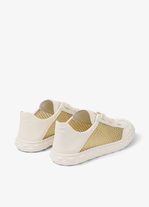 Jimmy Choo Diamond Light Flex/F sneaker van leer met mesh details - achterkant gebroken wit