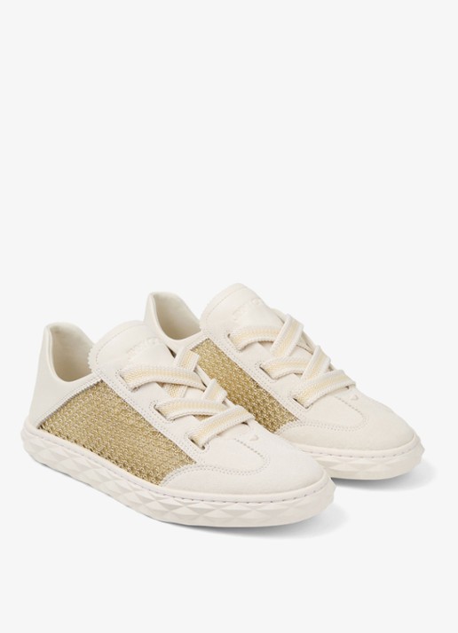 Jimmy Choo Diamond Light Flex/F sneaker van leer met mesh details - detail 4 gebroken wit