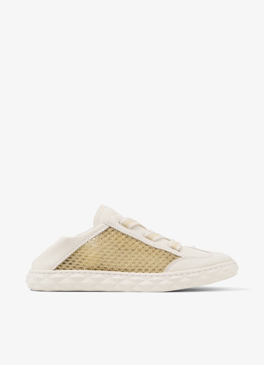 Jimmy Choo Diamond Light Flex/F sneaker van leer met mesh details - detail 5 gebroken wit
